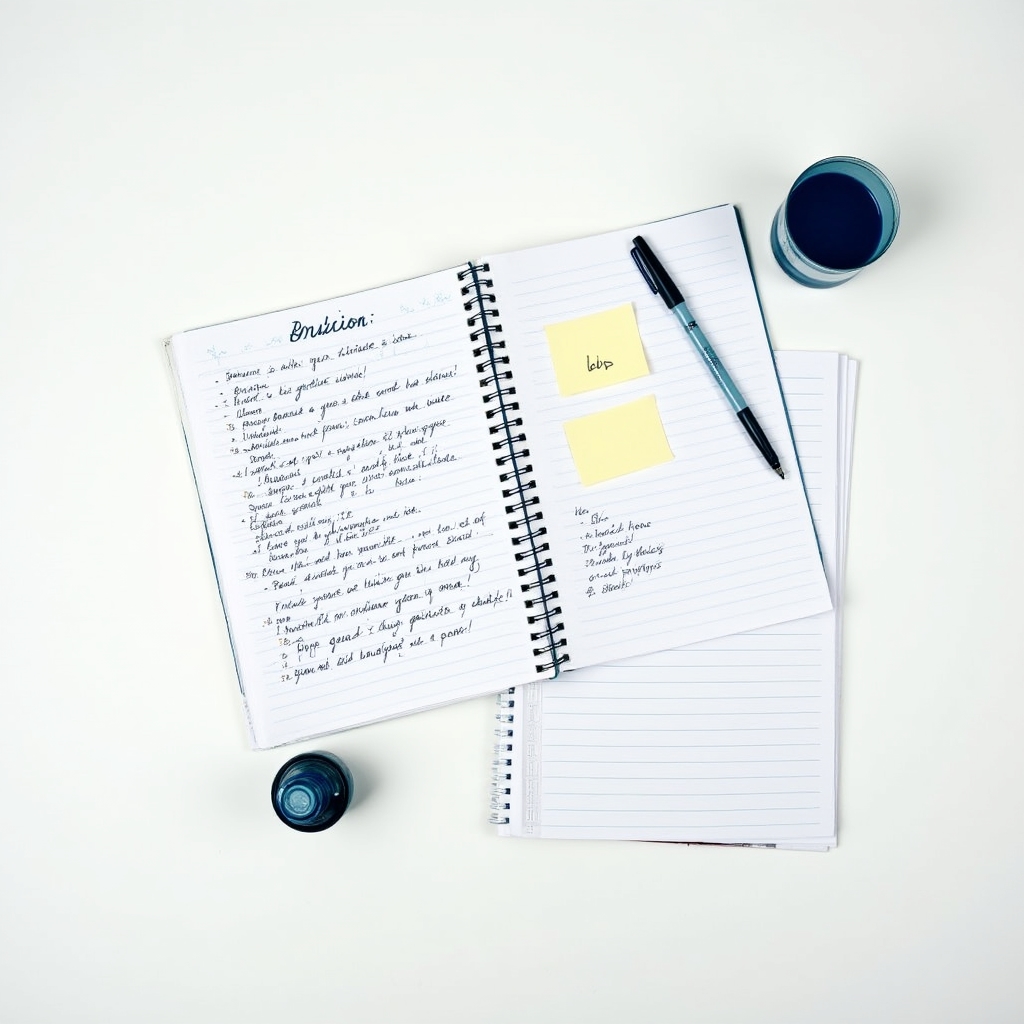 Financial education materials spread on a clean white desk